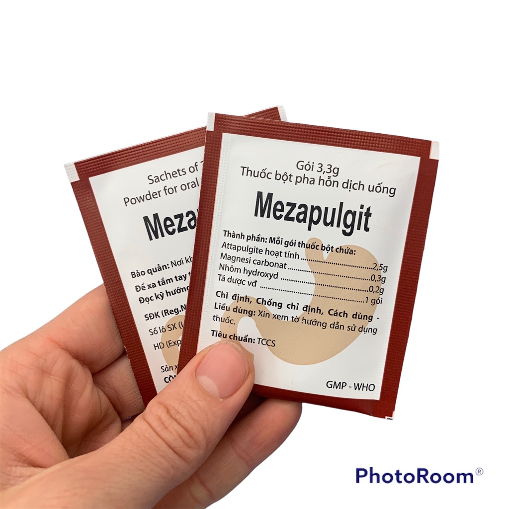 Gói bột pha Mezapulgit  hỗ trợ đày hơi, chướng bụng, ăn không tiêu, bệnh đường tiêu hóa - Hộp 30 gói