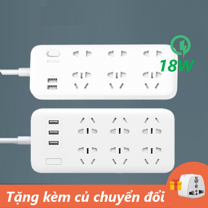 Ổ cắm Xiaomi ZMI Power Strip 6 cổng 2 USB CX05 - Ổ cắm điện Xiaomi Mi Power Strip 6 cổng 3 USB