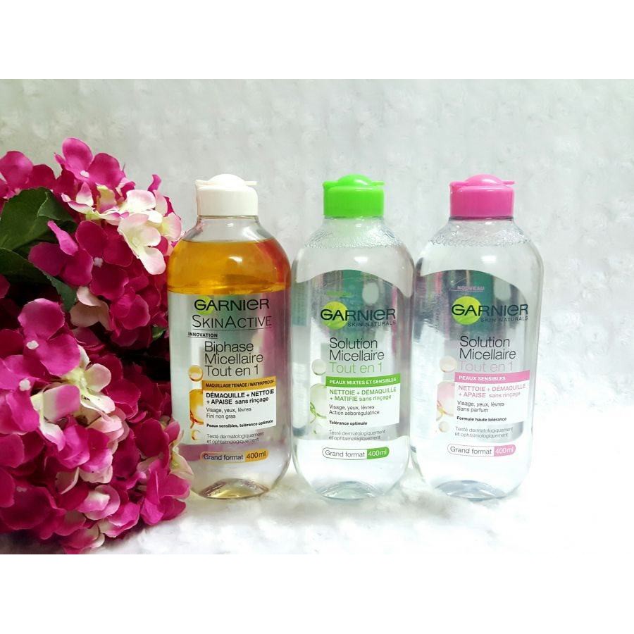 Nước tẩy trang Garnier 400ml màu vàng, hồng