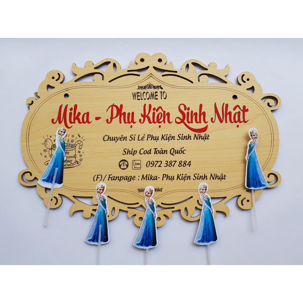 [Trang Trí Bánh Sinh Nhật]  Sét Giấy - Bé (Elsa - 5 thẻ)