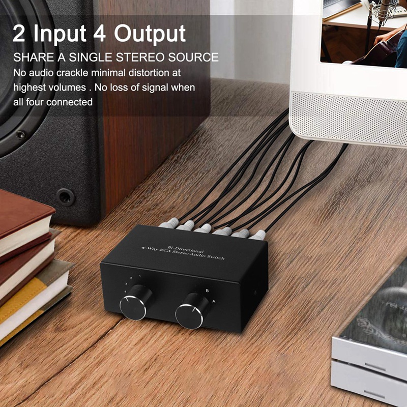 Bộ Chuyển Đổi Âm Thanh 4 Chiều RCA L / R 2 Trong 4 Đầu Ra