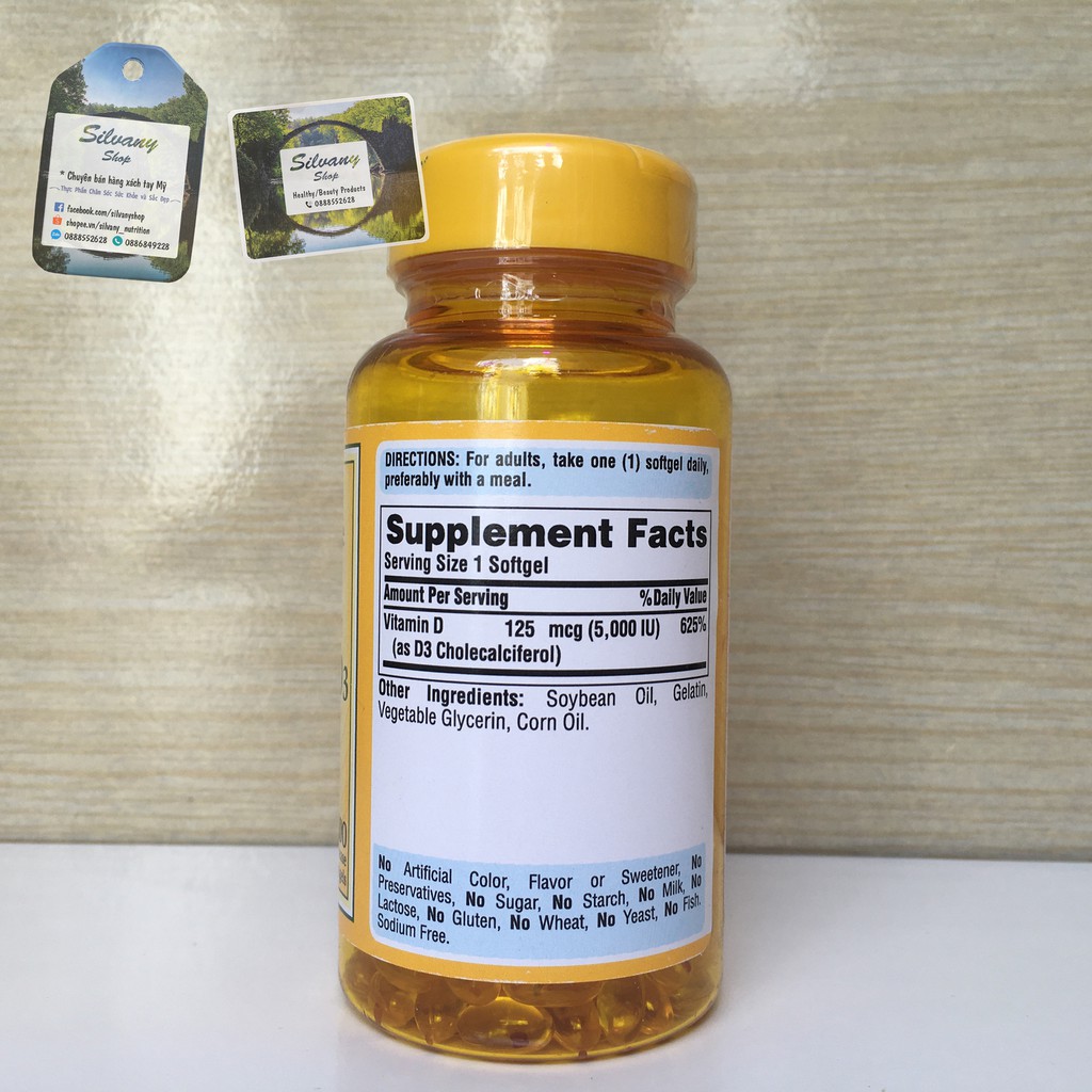 Vitamin D3 1000IU, 2000IU, 5000IU  Puritan's Pride - Tăng Khả Năng Hấp Thu Calci Vào Cơ Thể | Thế Giới Skin Care