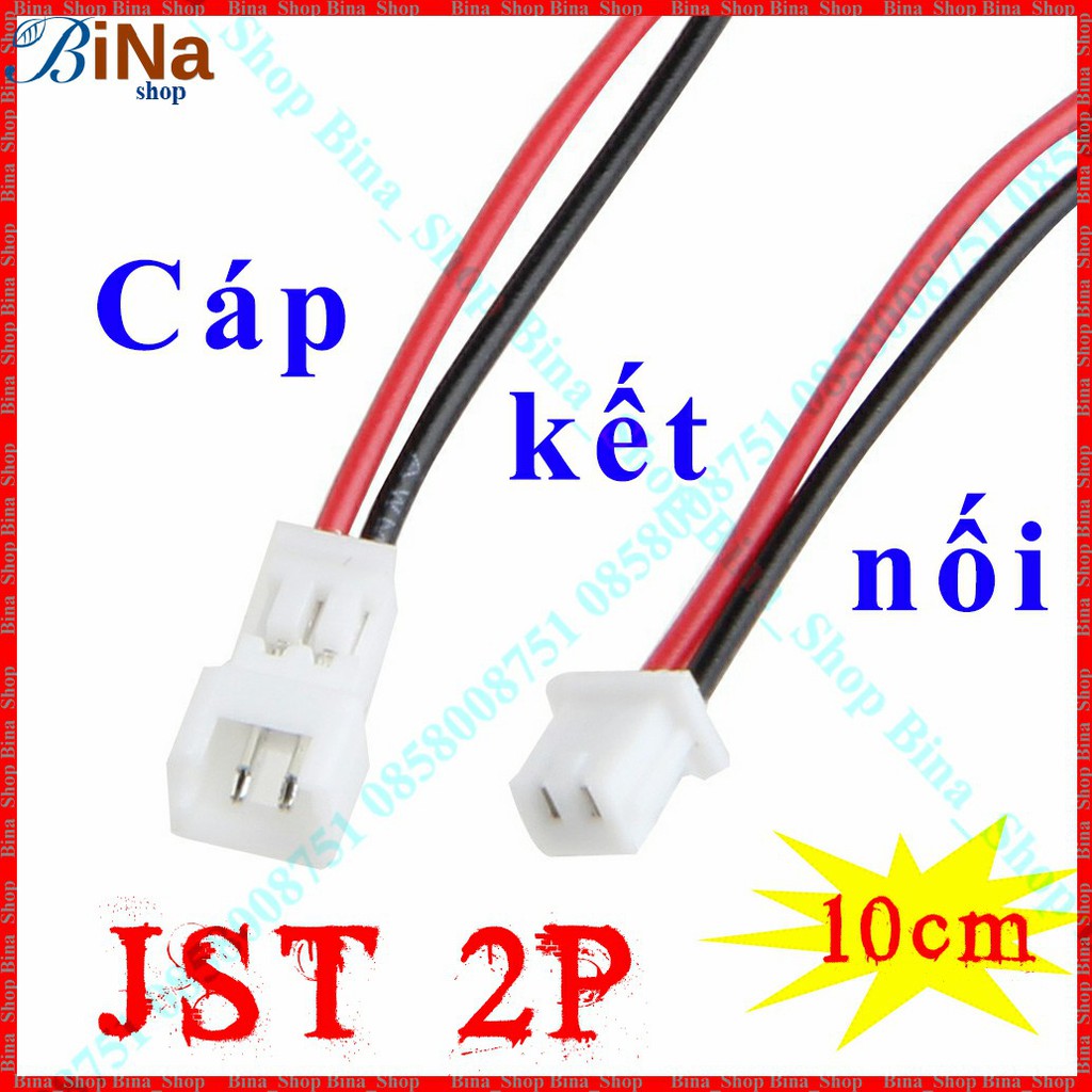 Cáp JST mini 2P 10cm, Cáp nguồn JST đực/cái tự chọn