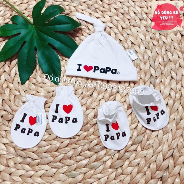 Mũ, nón bao tay bao chân papa mama [ babyboo]