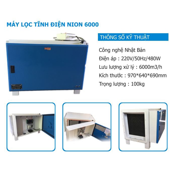 Máy lọc bụi tĩnh điện cho bếp ăn, xưởng sản xuất nhỏ Nion 6000