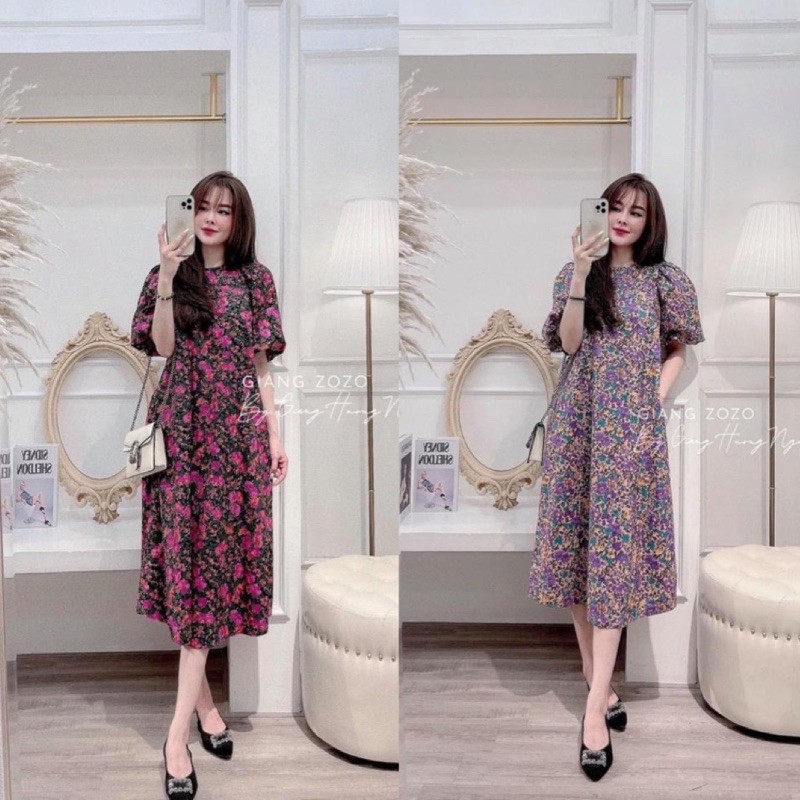 [Mã FATHANG5 giảm 10K đơn 50K] Đầm suông hoa tay bồng cổ tròn{free ship} váy maxi suông dáng dài | BigBuy360 - bigbuy360.vn