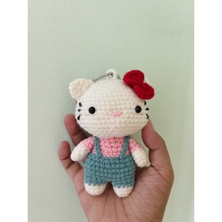 Móc khoá len handmade mèo hello kitty