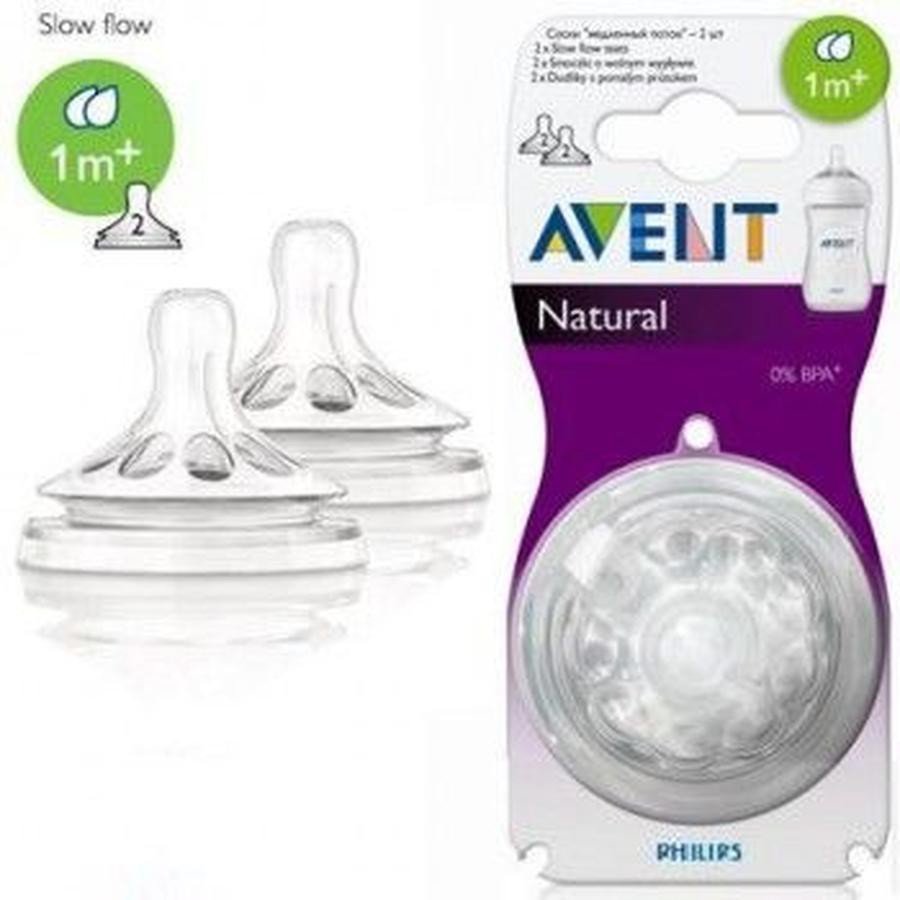 Bộ 2 núm ty Avent cho bé 1 tháng trở lên (2 lỗ)