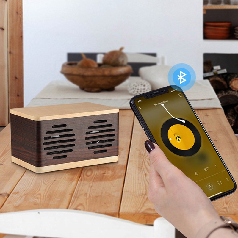 D7 Creative Wooden Wireless Charging Bluetooth Speaker