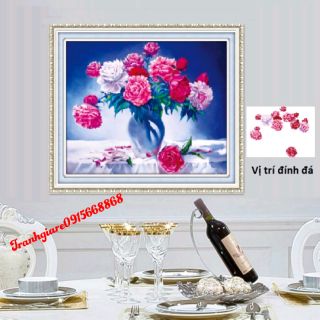 Tranh đính đá cao cấp bình hoa tuyệt đẹp