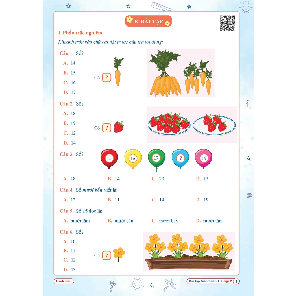 Sách - Bài tập tuần TOÁN 1 tập 2 (Cánh diều)