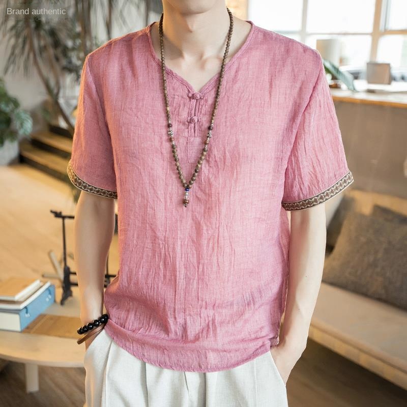 Áo Sơ Mi Cotton Lanh Ngắn Tay Phong Cách Thái Lan Thời Trang Mùa Hè Cho Nam