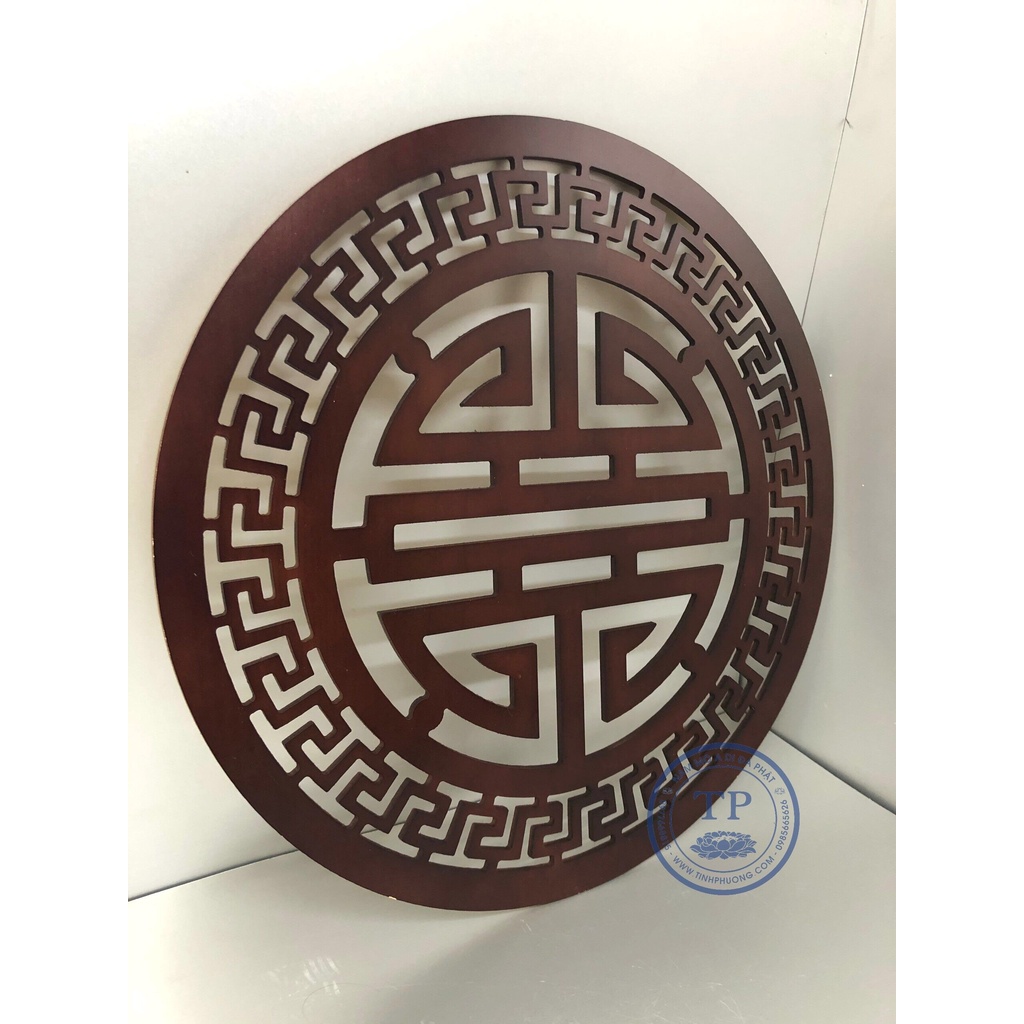 Tấm trang trí ốp lưng bàn thờ chữ Thọ màu nâu đậm - Đồ thờ cúng phong thủy Tịnh Phương