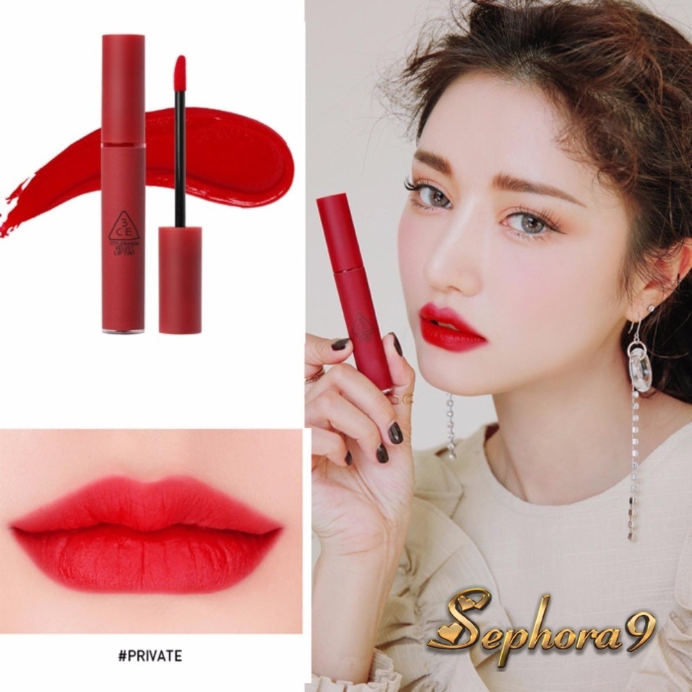 Son kem 3CE Velvet Lip Tint Private màu Đỏ Lạnh xinh xắn