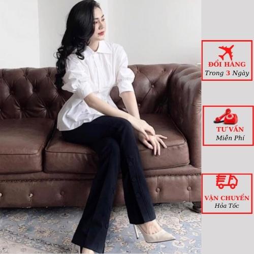 Áo sơ mi trắng nữ công sở chiết xếp ly eo tay bồng tiểu thư ulzzang Hàn Quốc yolo fashion