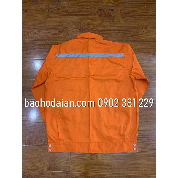 Quần áo công nhân màu cam phản quang xám vải thoáng mát