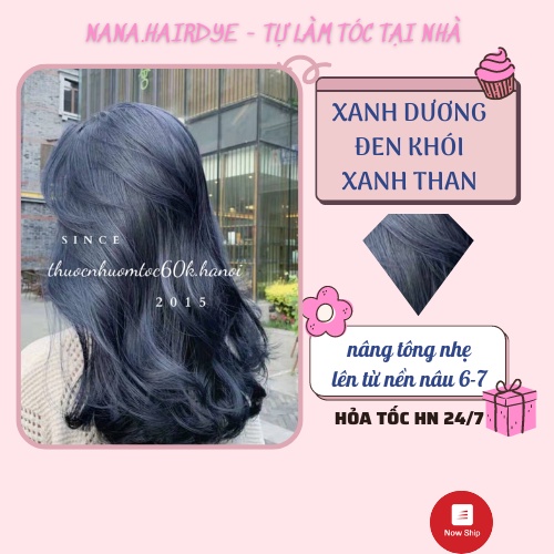 Thuốc nhuộm tóc màu Xanh Dương Đen Khói, Xanh Đen Dương, Xanh Than kèm oxy trợ nhuộm dưỡng găng tay