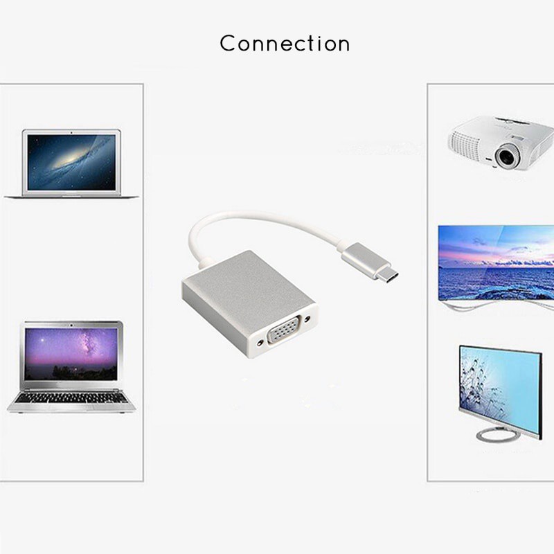 Cáp Chuyển Đổi usbc Sang vga usb 3.1 1080p fhd Cho mac-book 12 inch chromebook pixel lumia 950xl