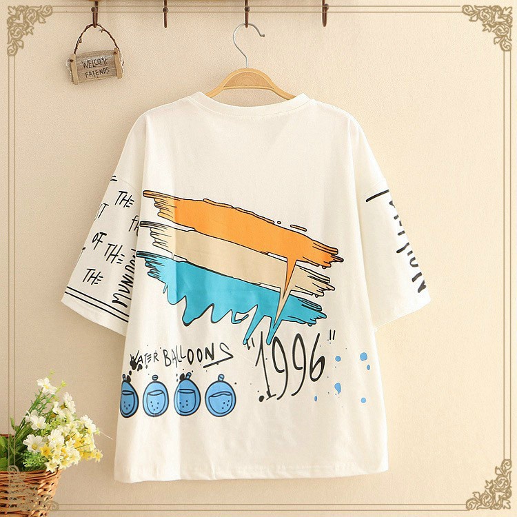 Áo thun tay lỡ form rộng unisex nam nữ mặc đẹp in hình 2 mặt cá tính 2 màu đen,trắngT33 - Sung