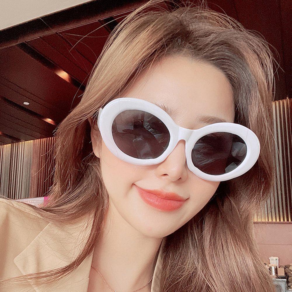 Kính Mát Hình Oval Màu Sắc Thạch Chống Tia UV400 Phong Cách Retro Dành Cho Nữ