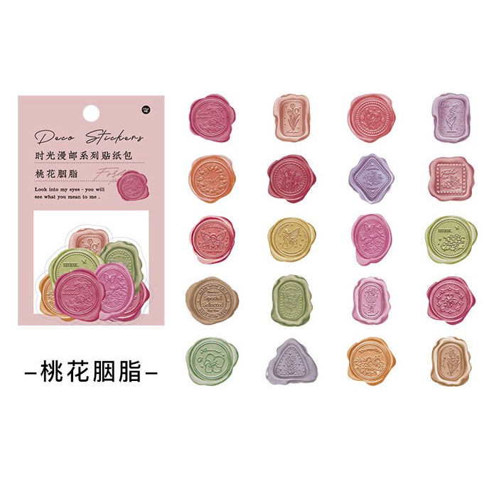 Set 40 miếng dán niêm phong bao bì trong suốt phong cách Vintage