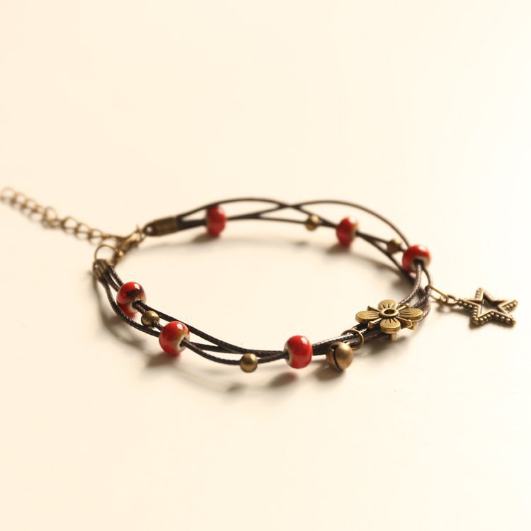 Vòng chân hạt gốm handmade lắc chân hạt gốm có chuông - Mã VC005 | BigBuy360 - bigbuy360.vn