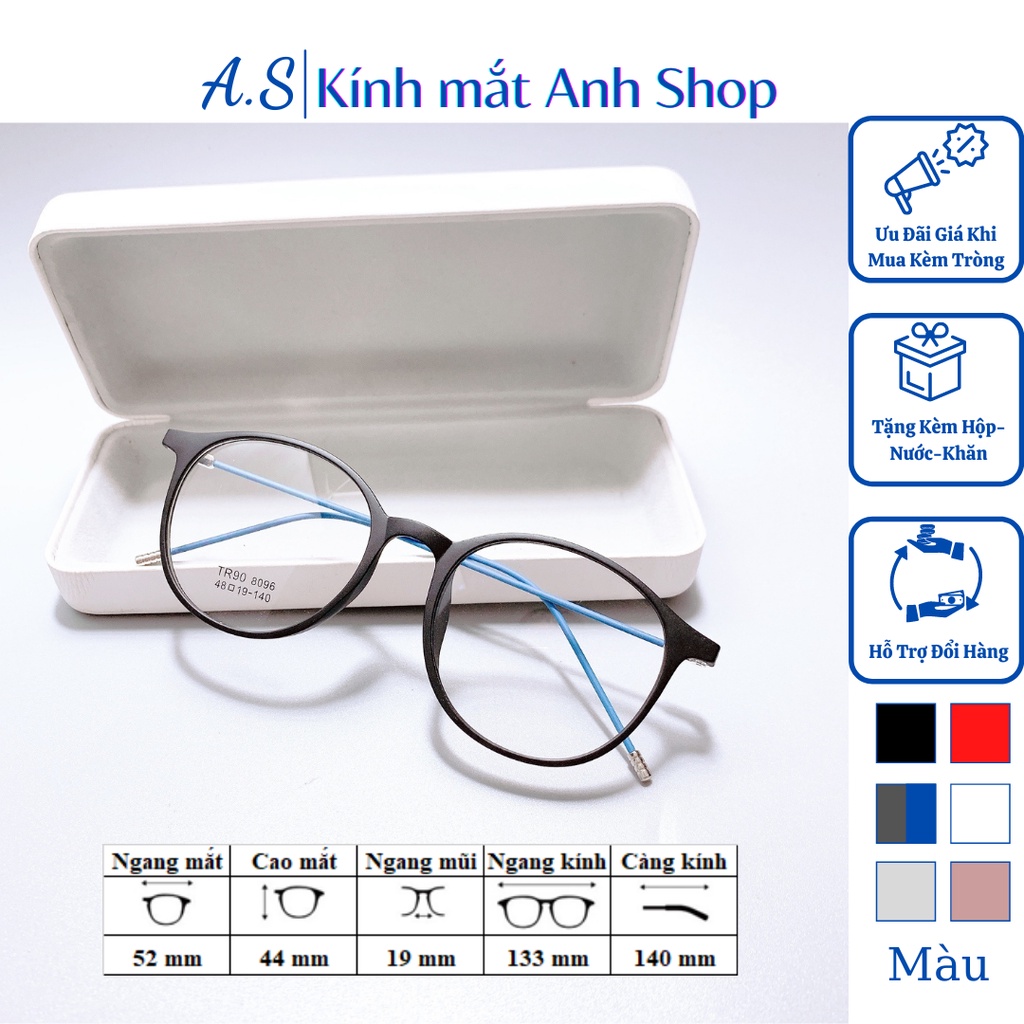 Kính tròn thời trang nam nữ chất liệu nhựa dẻo kết hợp kim loại phù hợp với mọi khuôn mặt 8096