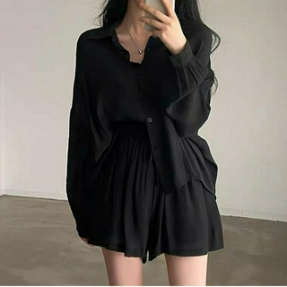 Sét sơ mi nhăn + quần đùi thụng