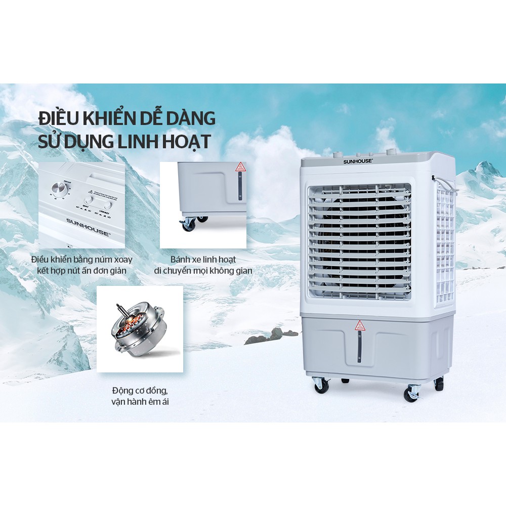Máy làm mát không khí Sunhouse SHD7734, Công suất 150W, Dung tích bình nước 30 lít, Lưu lượng gió 4000m3/h, BH 12 tháng