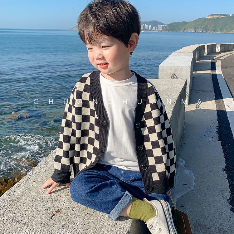 [Babycat Hàng Có Sẵn Bán Chạy Áo Khoác Cardigan Dệt Kim Phong Cách Nhật Bản Hàn Quốc Mùa Xuân Thu Xuân Thu Mỏng Cỡ Nhỏ Cho Bé Trai