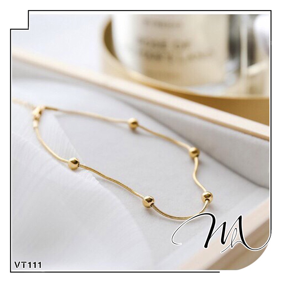 Lắc chân nữ Titan không gỉ dây mì phối bi đơn giản - LC53 | BigBuy360 - bigbuy360.vn