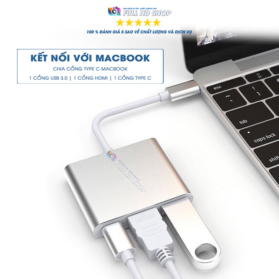 Type C To HDMI Cáp Type C To HDMI Và USB Cho Các Dòng Macbook/Laptop/Điện thoại có cấu hình MHL Full HD Shop Mã HD05