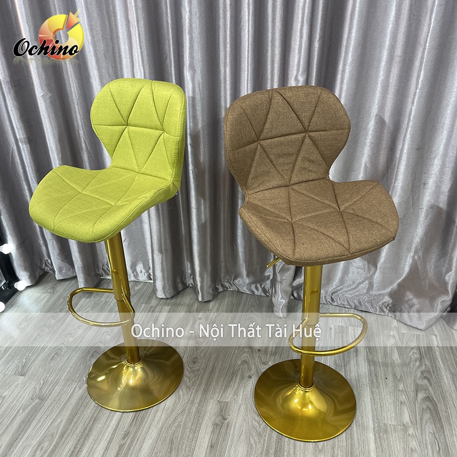 Ghế Quầy Lễ Tân, Ghế Quầy Bar Mẫu KIM CƯƠNG Chân Vàng K1 Tĩnh Điện Điều Chỉnh Độ Cao 60/80 Và Xoay 360 Độ