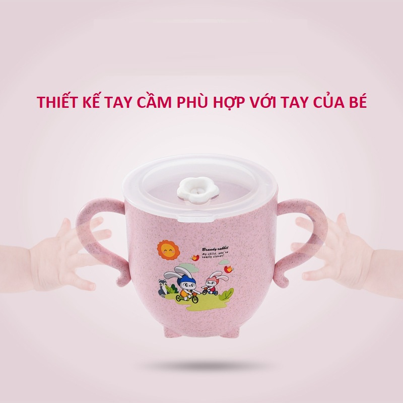 Cốc tập hút - cốc tập uống có tay cầm và nắp chống tràn cho bé, dung tích 270 ml