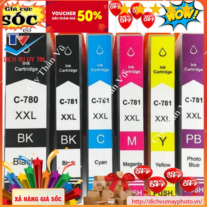 Bộ thỏi mực canon PGI-780XL CLI-781 dùng cho máy in TS9570 TS707 TS8170 TS8270 TS8370 TS9170 kholinhkienmayin SP00237
