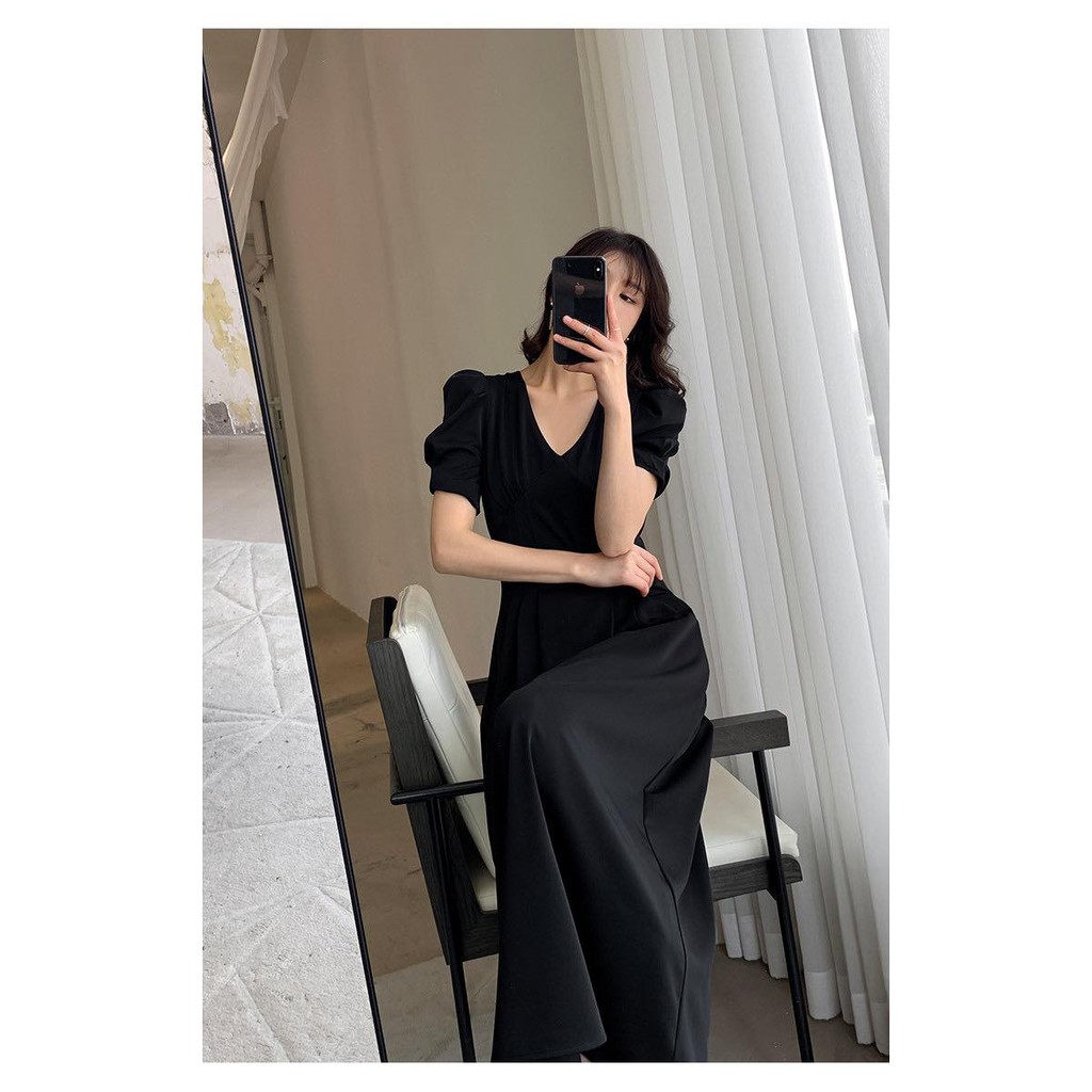 Xinan Dress - Đầm xếp li eo cổ V