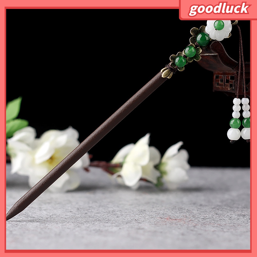 Trâm Cài Tóc Bằng Gỗ Đính Tua Rua Phong Cách Trung Hoa Cổ Điển