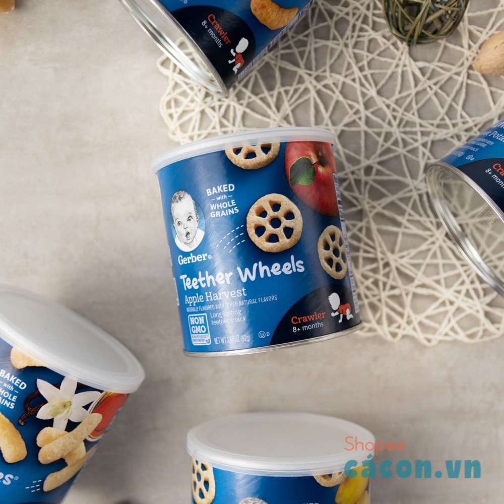 Bánh ăn dặm Gerber lùn Lil' Crunchies cho bé dạng que và bánh xe