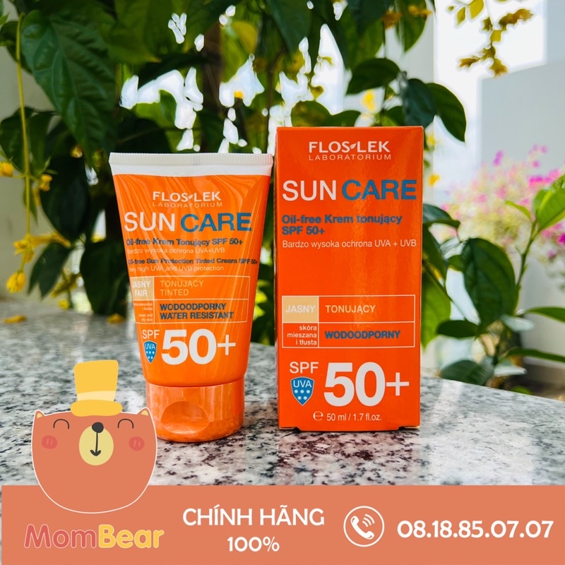 [Hàng Nhập] Kem chống nắng kiềm dầu Floslek Sun Care Oil Free Sun Protection Tinted Cream 50ml