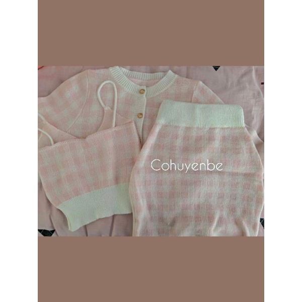Set len ôm body caro 3 món 🌿