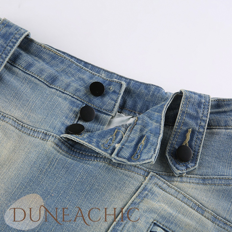 DUNEA Chân váy jean Nữ Lưng Cao Thời Trang
