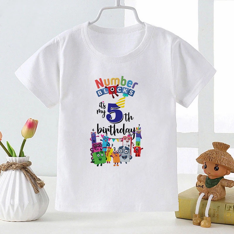 Áo thun bé trai và bé gái in hình Numberblock Happy Birthday bé siêu cute, chất liệu cotton thoáng mát SSSHOP