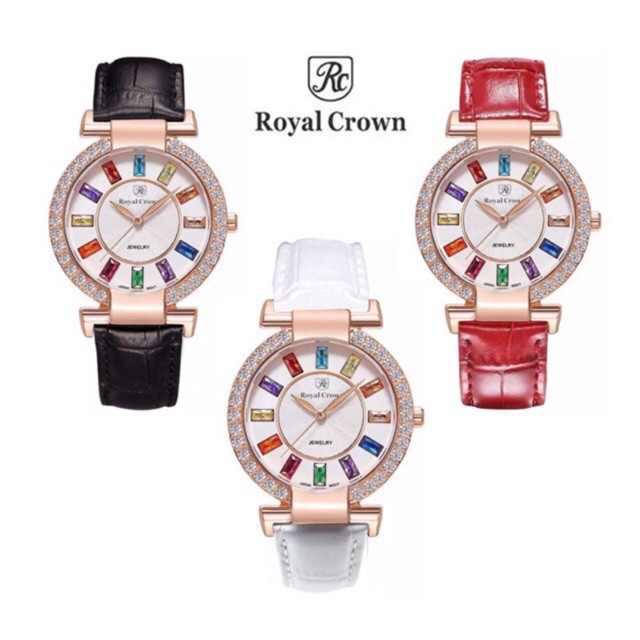 Đồng hồ nữ Chính Hãng Royal Crown 4604 dây da vỏ vàng hồng các màu