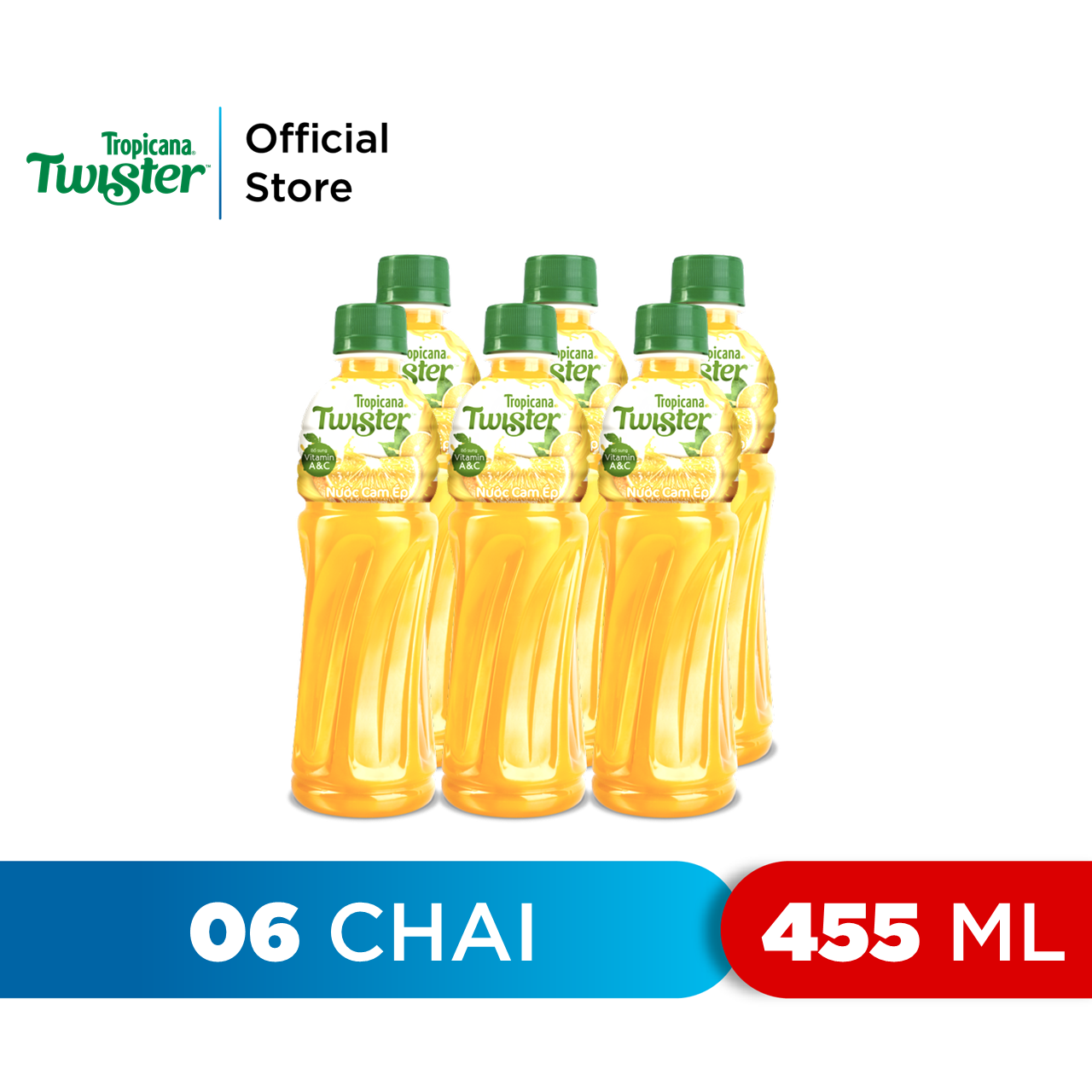 [Gro Gift] Lốc 6 Chai Nước Trái Cây Twister Cam (455ml/Chai)