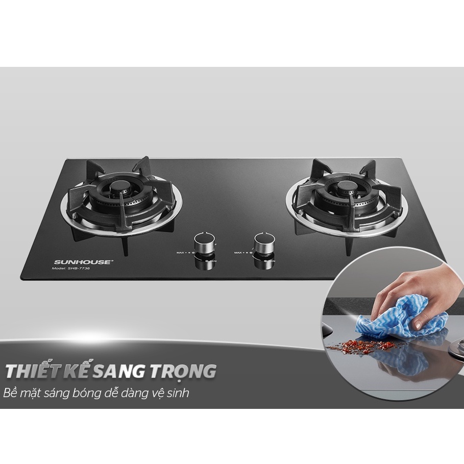 Bếp gas âm Sunhouse SHB7736 Hàng trưng bày+Tặng dây gas-bếp chính hãng bền tốt tiết kiệm gas