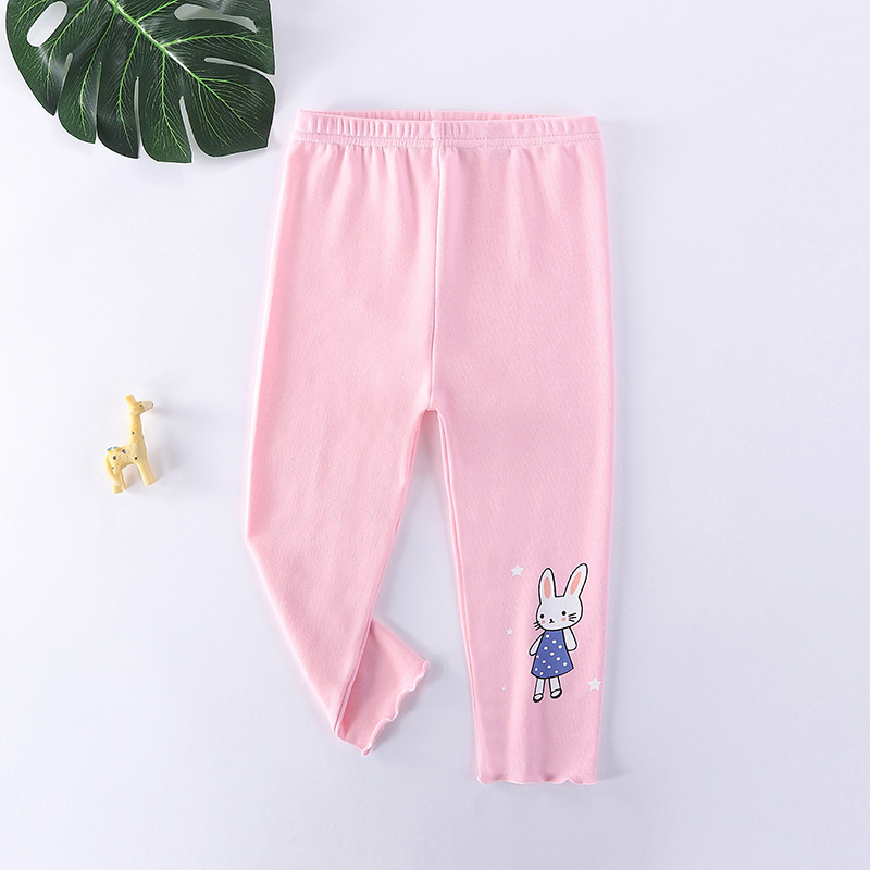 Quần legging in họa tiết chú thỏ có size 100 - 160 dễ thương cho bé gái