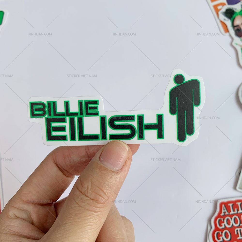 50 Sticker Billie Eilish dán nón bảo hiểm, dán xe, tem dán đàn guitar, xe cub hình dán, tem dán chống nước trang trí