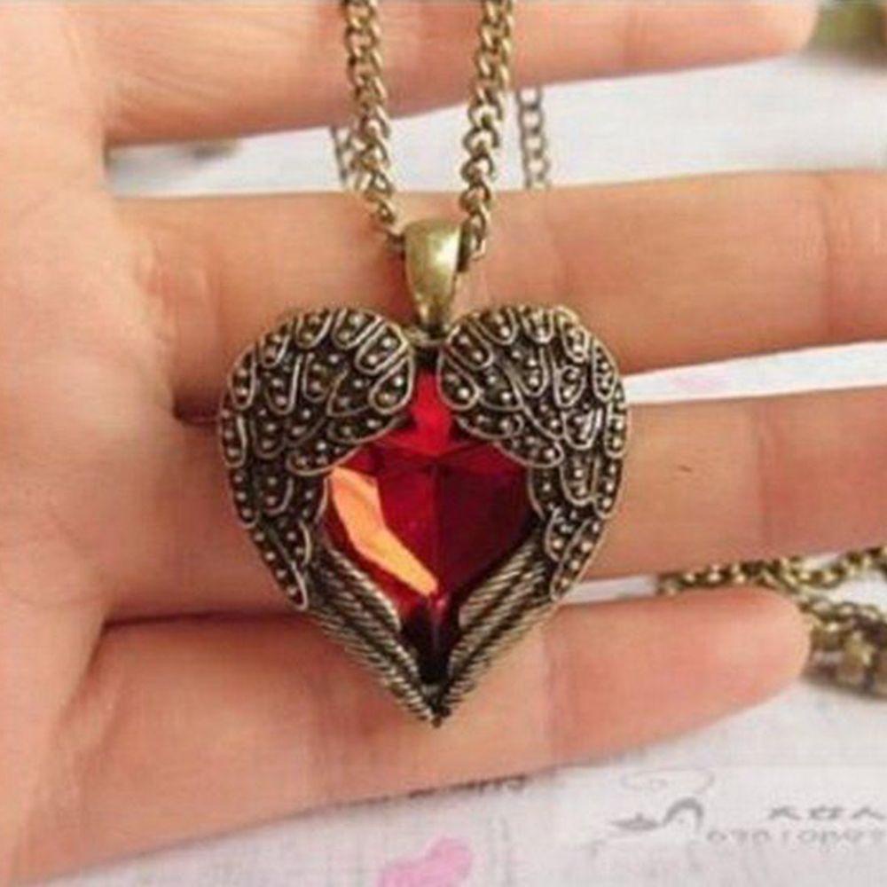 Vòng Cổ Màu Đỏ Phong Cách Retro Thời Trang|Cánh Thiên Thần|Trang Sức Vòng Cổ Cho Bé Gái