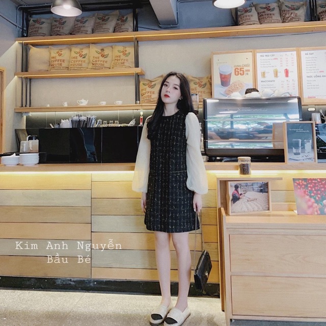 Em váy xinh quá đi ạ. Mặc lên nhẹ nhàng ống tay bồng tiểu thư lắm ấy. Chất liệu dạ twit cực đẹp. Mặc đi chơi ăn tiệc ok.