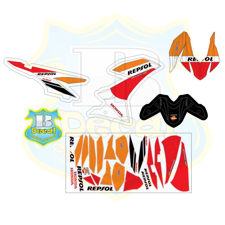 ( Quí khách vui lòng mang ra tiệm cho thợ dán ) Tem winner X REPSOL trắng cam